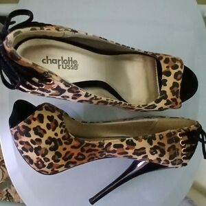 Charlotte Russe Animal Print Peep Toe Heels
